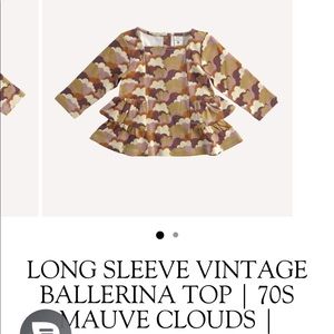 Mauve clouds purple 70s vintage retro organic cotton long sleeve ballerina top